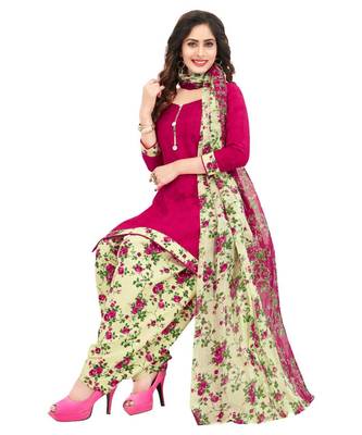 pink Synthetic printed soft dress material 1