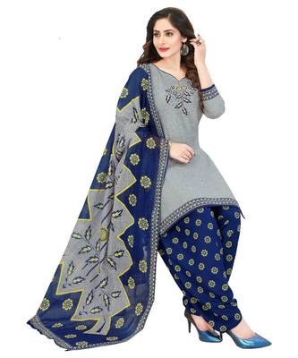 grey Synthetic printed soft dress material 1