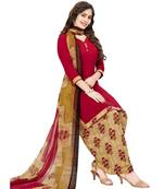 red Synthetic printed soft dress material