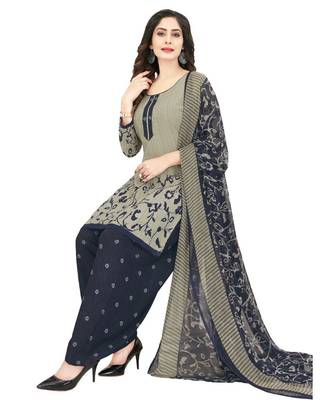 grey Synthetic printed soft dress material 1