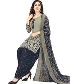 grey Synthetic printed soft dress material