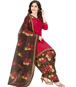 red Synthetic printed soft dress material