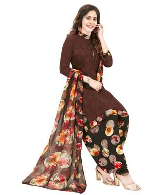 brown Synthetic printed soft dress material 1