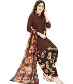 brown Synthetic printed soft dress material