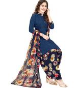 blue Synthetic printed soft dress material