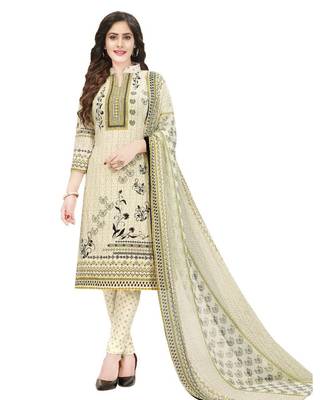 off white Synthetic printed soft dress material 1