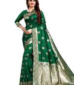 Green woven art silk sarees saree with blouse