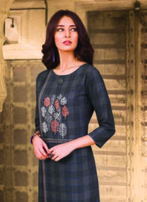 Light Black Cotton Short Kurtis 2