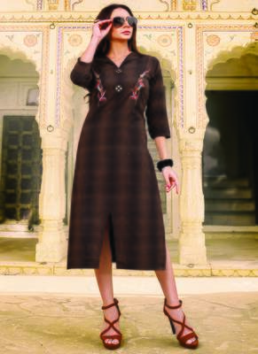 Brown Cotton Short Kurtis 1