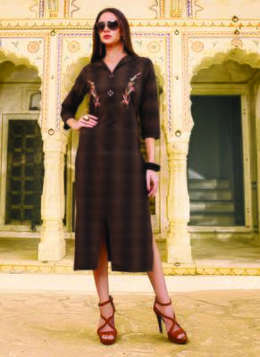 Brown Cotton Short Kurtis 2