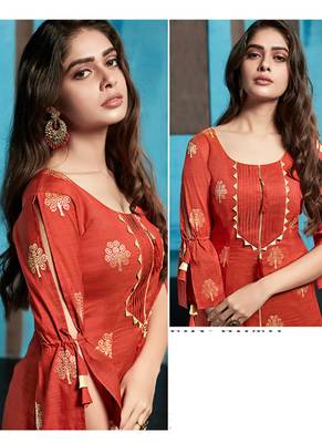 Red Jacquard Pakistani Kurtis 2