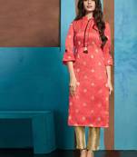 Light Red Jacquard Pakistani Kurtis
