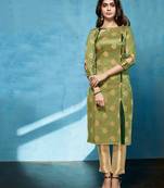 Olive Jacquard Pakistani Kurtis