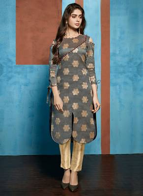 Grey Jacquard Pakistani Kurtis 1