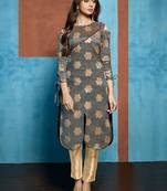 Grey Jacquard Pakistani Kurtis