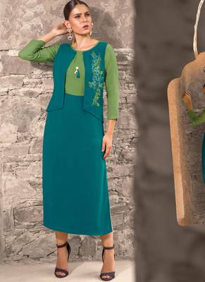 Teal Georgette Pakistani Kurtis 1