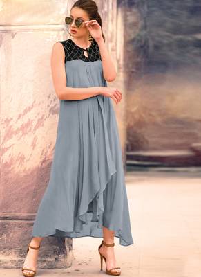 Grey Georgette Pakistani Kurtis 1