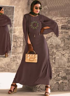 Coffee Georgette Pakistani Kurtis 1
