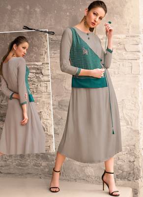 Grey Georgette Pakistani Kurtis 1