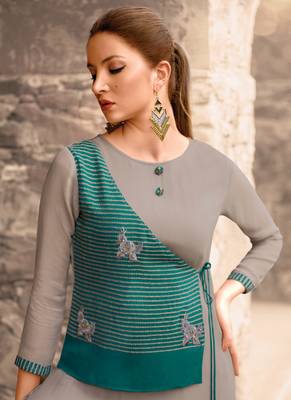Grey Georgette Pakistani Kurtis 2