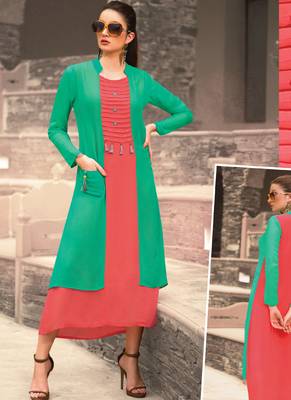 Green Georgette Pakistani Kurtis 1