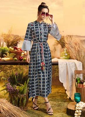 Black Cotton Ethnic Kurtis 1