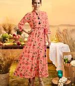 Peach Cotton Ethnic Kurtis