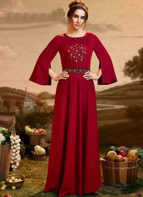 Red Viscose Pakistani Kurtis 1