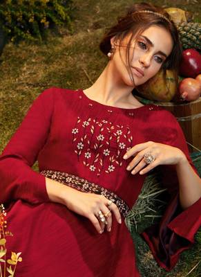 Red Viscose Pakistani Kurtis 2