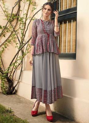 Grey Rayon Long Kurtis 1