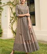 Beige Rayon Long Kurtis