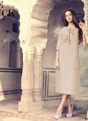 Cream Cotton Kurtas And Kurtis 1