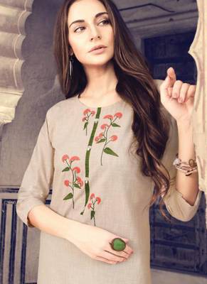 Cream Cotton Kurtas And Kurtis 2