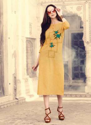 Yellow Cotton Kurtas And Kurtis 1