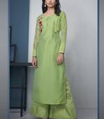 Lime Pure Model Silk Embroidery Kurta Palazzo