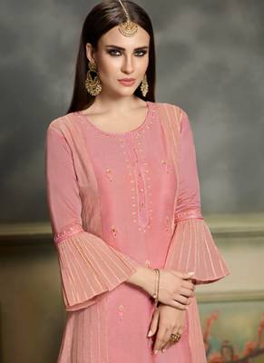 Baby Pink Silk Blend Kurtas And Kurtis 2