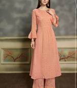 Peach Silk Blend Kurtas And Kurtis