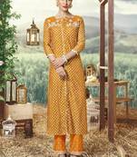 Mustard Silk Blend Kurtas And Kurtis