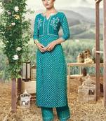 Teal Silk Blend Kurtas And Kurtis