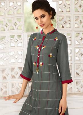 Grey Rayon Kurtas And Kurtis 2