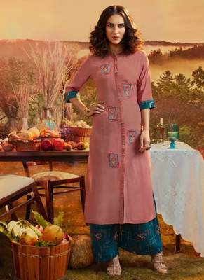 Dark Pink Rayon Kurtas And Kurtis 1