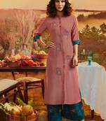 Dark Pink Rayon Kurtas And Kurtis