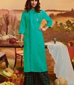 Turquoise Rayon Kurtas And Kurtis