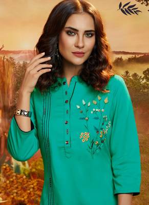 Turquoise Rayon Kurtas And Kurtis 2