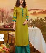 Olive Rayon Kurtas And Kurtis