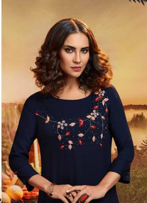 Navy Blue Rayon Kurtas And Kurtis 2