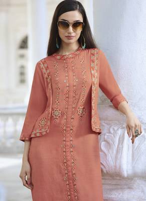Peach Rayon Kurtas And Kurtis 3
