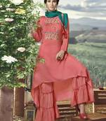 Dark Peach Silk Blend Kurtas And Kurtis