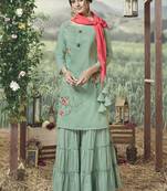 Turquoise Silk Blend Kurtas And Kurtis