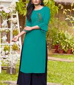 Dark Turquoise Rayon Kurtas And Kurtis